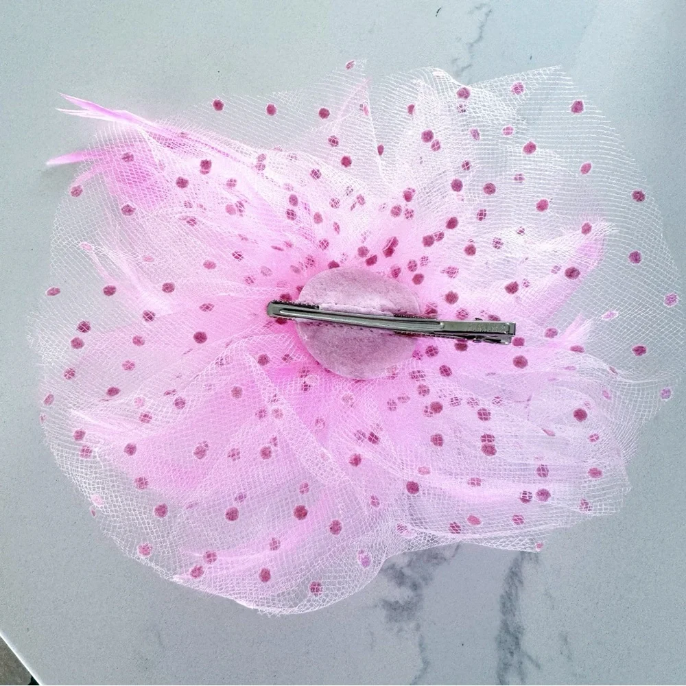 Pink Floral Mesh Fascinator Hair Clip NEW